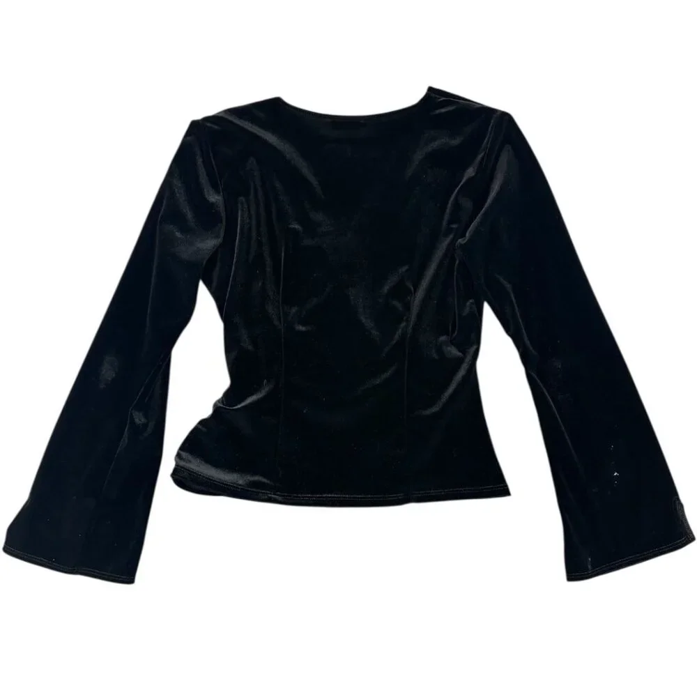 MSK‎ Velvet Faux Wrap Surplice Long Sleeve